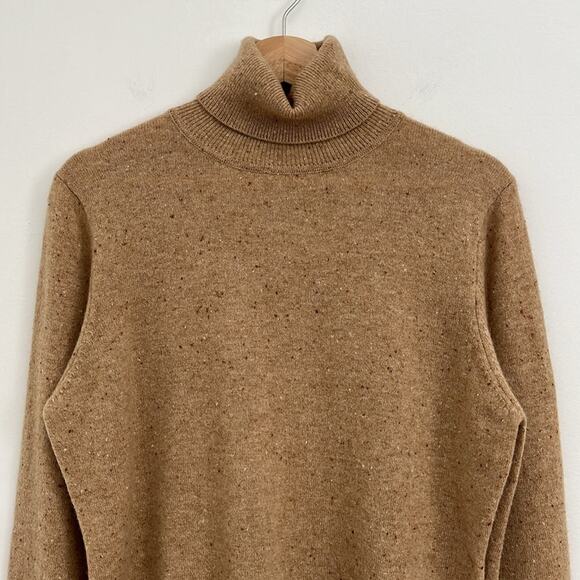 Brodie Cashmere Neutral Speckled Roll Neck Turtleneck Sweater Luxury Soft Large - Picture 3 of 13